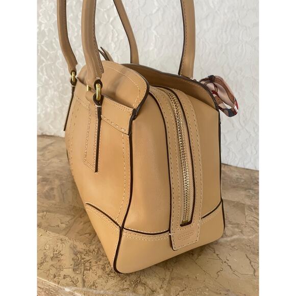 Coach Hampton sand leather stitched satchel shoulder bag Carryall 11540 - Picture 5 of 10
